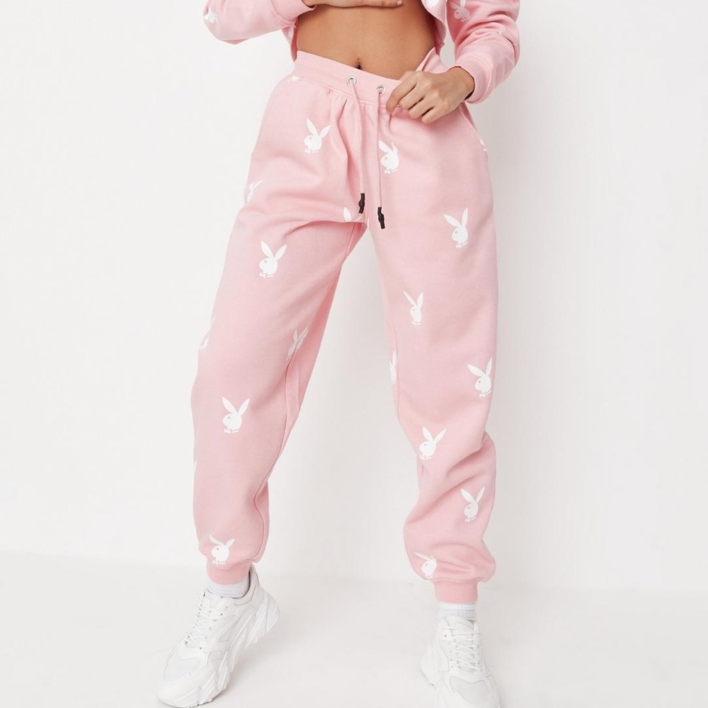 Playboy x Missguided Pink Bunny Joggers